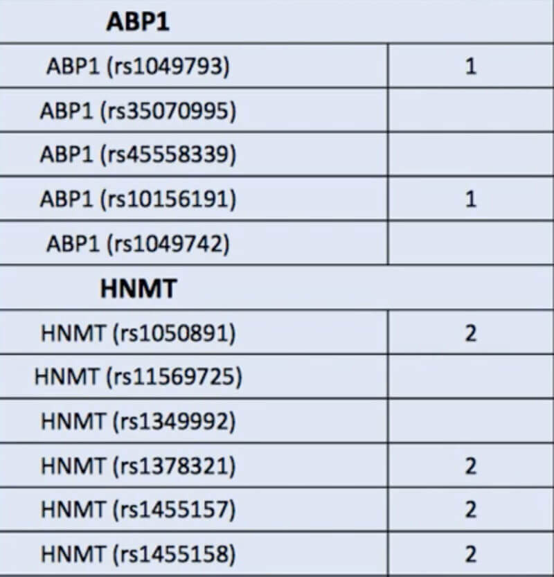 ABP1-HNMT-histamine-genes-genetics-defects-conners-clinic